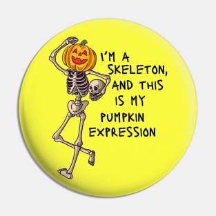 Skeleton Pumpkin Head Pin