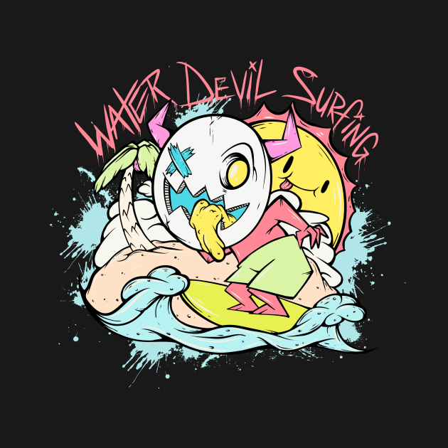 Water Devil Surfing-Devil Surfer Graphic Tee by SWIFTYSPADE