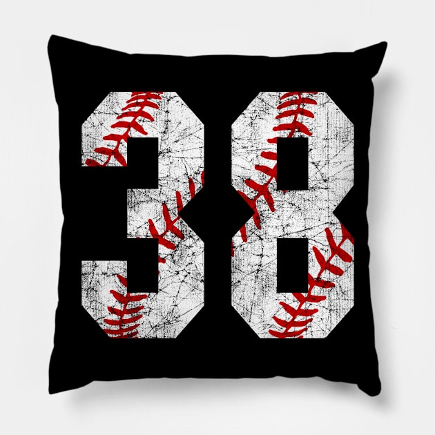 Vintage #38 Baseball Laces Baseball Mom Jersey Love Baseball Pillow by TeeCreations