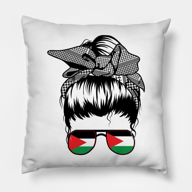 Palestine messy bun Pillow by MZeeDesigns