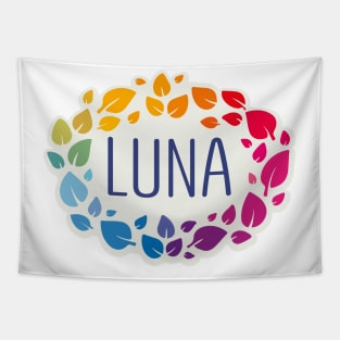 Luna name with colorful leaves Tapestry