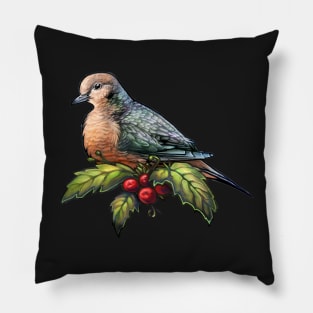 Holiday Bird Mourning Dove Pillow
