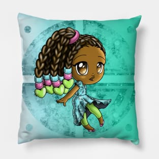 African American Girl with Hair Beads Pillow