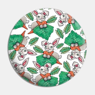 Chubby Bunny, Rabbit & Carrots Pattern Pin