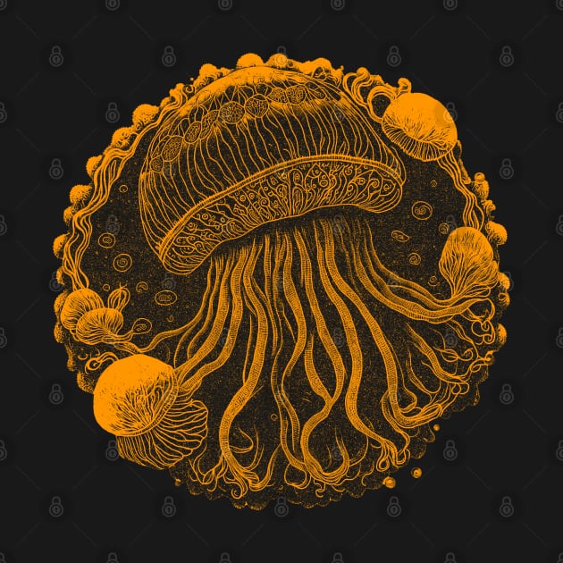 Retro Abstract Jellyfish by Deniz Digital Ink