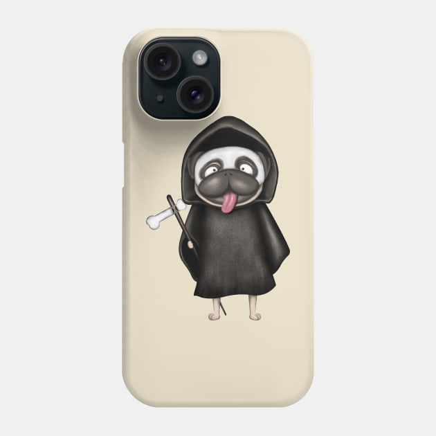 Funny Death Pug Phone Case by Luna Illustration