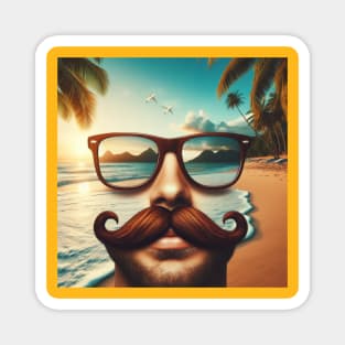 Mustache on a Beach Vacation Magnet