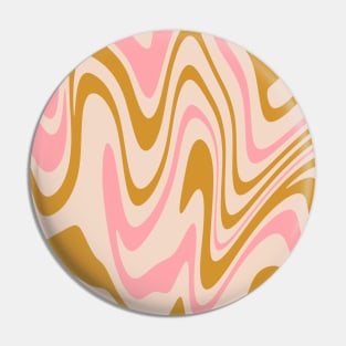 70s Retro Swirl Pink and Gold Color Abstract Pin