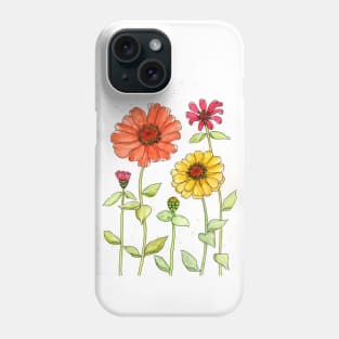 Bright Red, Orange and Yellow Zinnias Phone Case