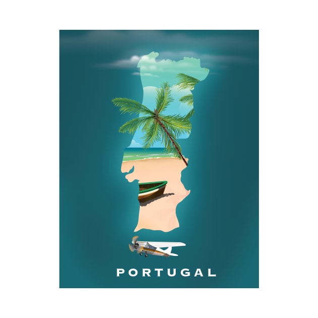 Portugal Map Travel Poster by nickemporium1