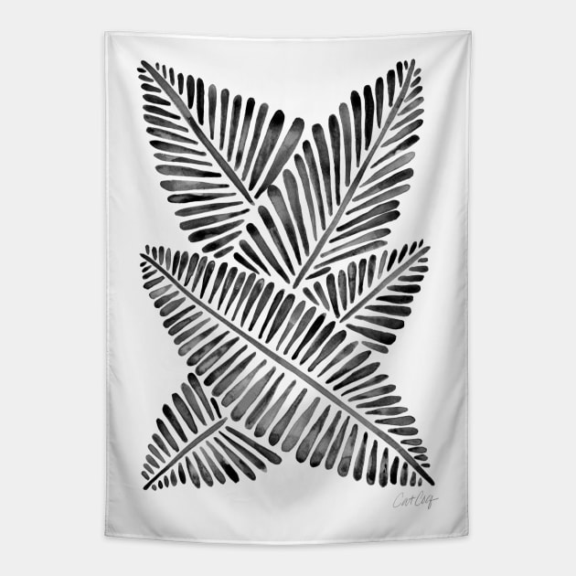 Black Banana Leaves Tapestry by CatCoq