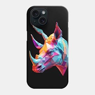 Colourful neon rhino head Phone Case