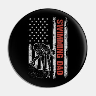 Swimming Dad American Flag Father's Day 4th Of July Gift Pin