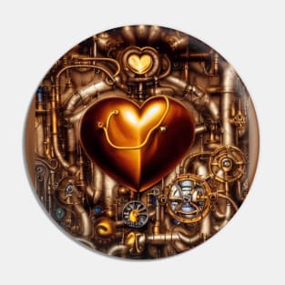 Steampunk mechanical heart Pin