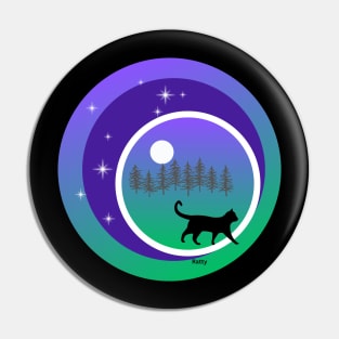 midnight wander- black cat Pin