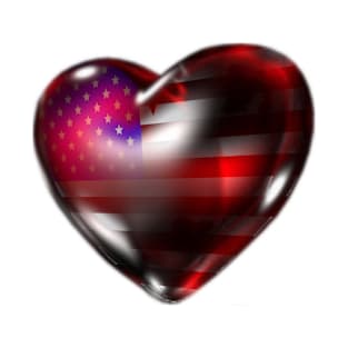 USA Flag 3D Heart T-Shirt