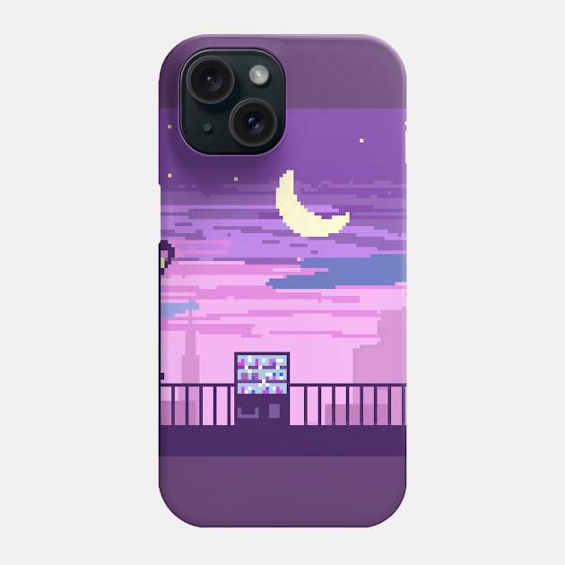 Pixel art sunset Phone Case by unidoodlez