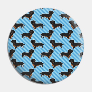 Blue Stripes Dachshund Pattern Pin