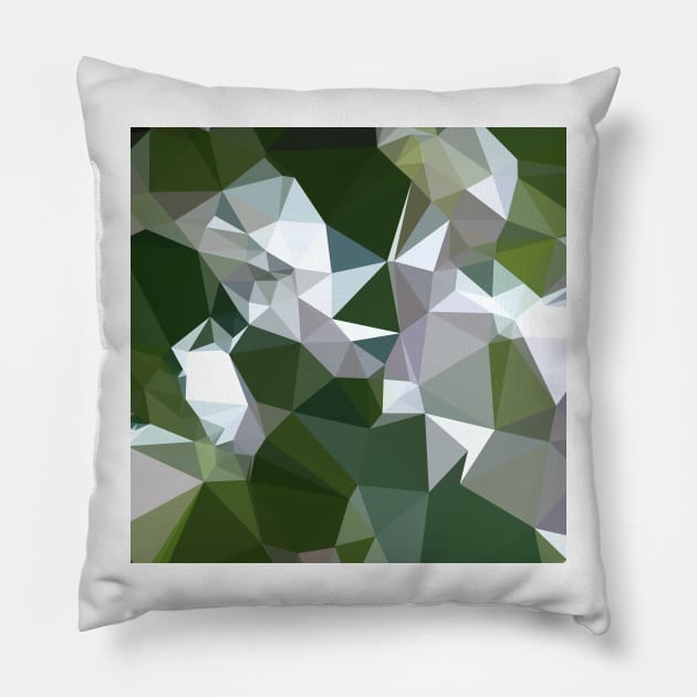 Castleton Green Abstract Low Polygon Background Pillow by retrovectors