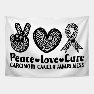 Peace Love Cure Carcinoid Cancer Awareness Tapestry