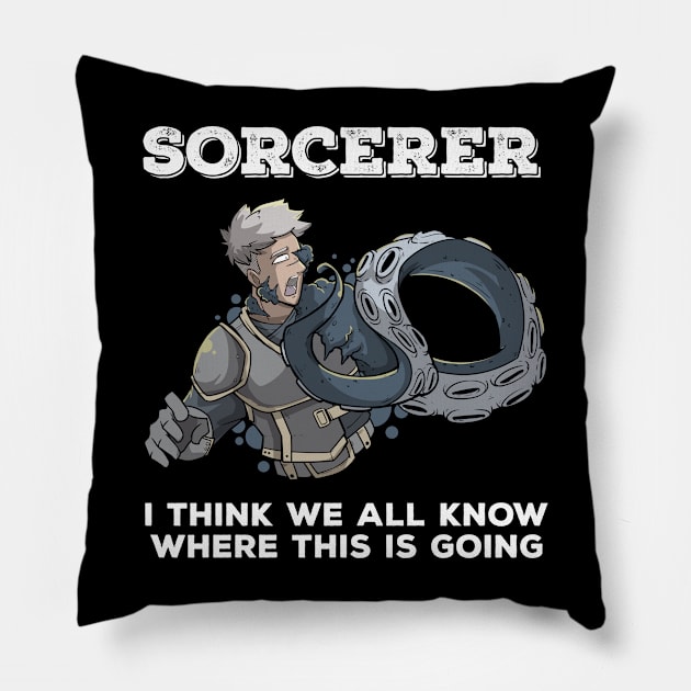 Wizard Mage RPG PnP Roleplaying Dungeon Sorcerer Meme Gift Pillow by TellingTales