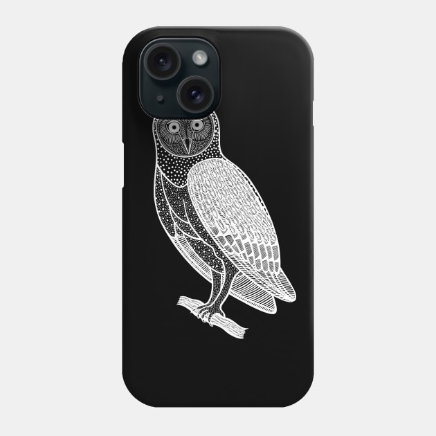 Barn Owl - detailed hand drawn bird design Phone Case by Green Paladin