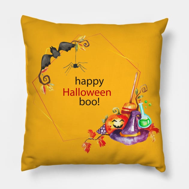 Happy Halloween Boo Pillow by Mako Design 