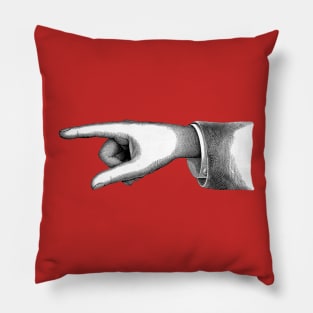 Steampunk Retro Hand and Finger Pointing Left Pillow