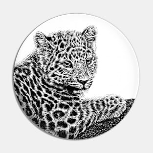 Amur leopard cub circle Pin