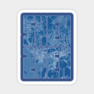 Shenzhen, Guangdong, China City Map Typography - Blueprint Magnet