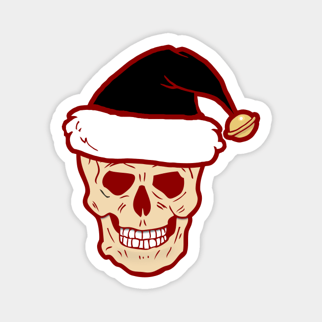 Skull in Santa Hat Red Magnet by headrubble