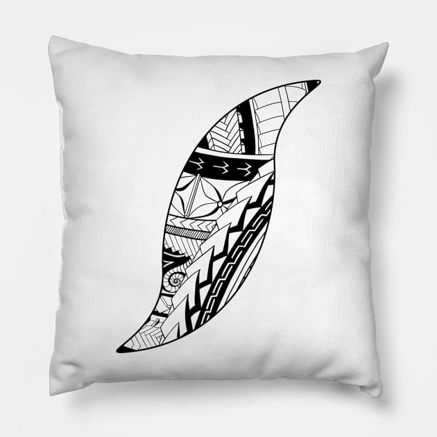 Pacific Island Pattern 3 - Black Pillow by Hunter