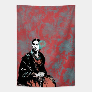 Frida portrait in floral background. Tapestry