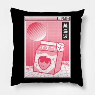 Otaku Pink Retro Japanese Kawaii Strawberry Milk Pillow