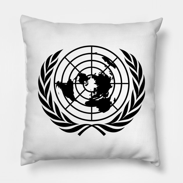 Emblem of the United Nations (Black on white) Pillow by Flags of the World