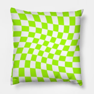 Twisted Checkered Square Pattern - Bright Green Tones Pillow