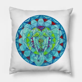 Salus (Health) elephant free-hand mandala Pillow