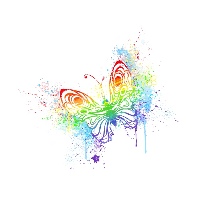 Watercolor rainbow butterfly with spray by Blackmoon9