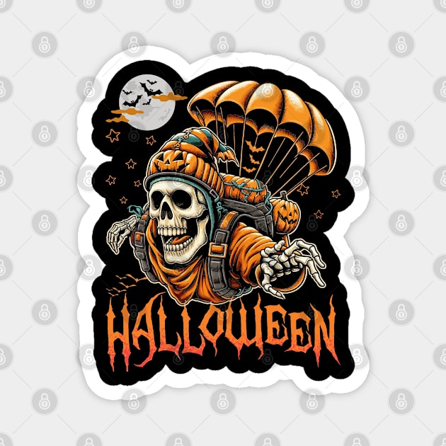Halloween Skeleton Skydiving Magnet by JessArty