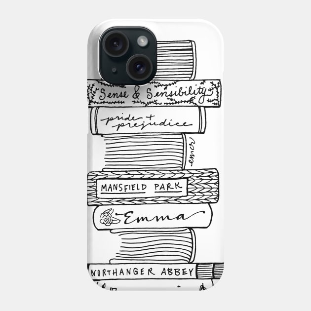 Jane Austen's Novels Phone Case by BiblioartsbyEmma