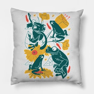 Vintage Frog Illustration Pillow