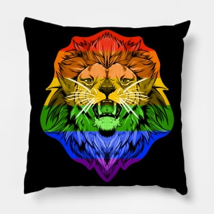 illustrated LION PRIDE series (gay pride flag) RAINBOW ROYGBIV Pillow