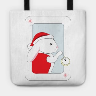 White Rabbit in Santa Hat Tote