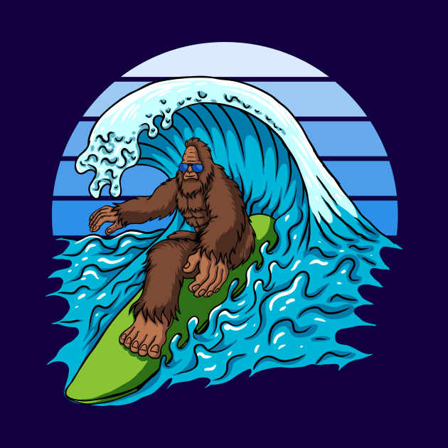 Bigfoot Surfing The Waves by Rebel Merch