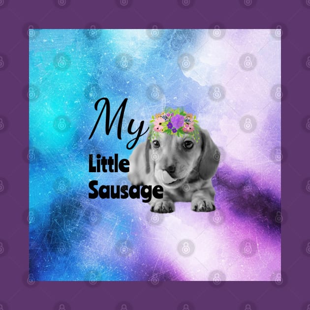 My Little Sausage Dachshund Puppy Distressed Watercolour by tribbledesign