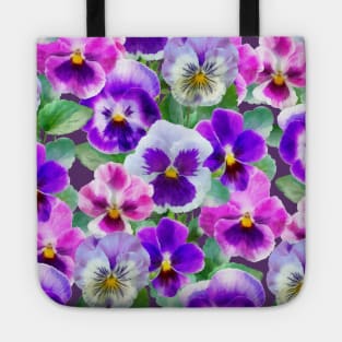 Colorful Violets Pansy Flower Pattern Tote