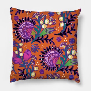 Bright Maximalist Folk Art Pillow