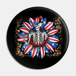 4th of July American patriotic skeleton Pin