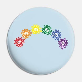 Smiley Daisy Pride Rainbow Pin