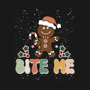 Funny Gingerbread Man Bite Me Christmas Cookie Costume T-Shirt